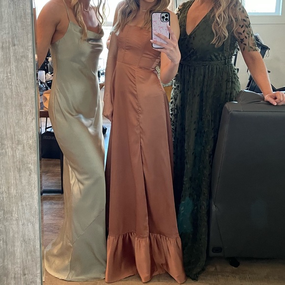 Show Me Your MuMu Clarissa Corset Dress - Copper Luxe Satin Size XS - Picture 3 of 5